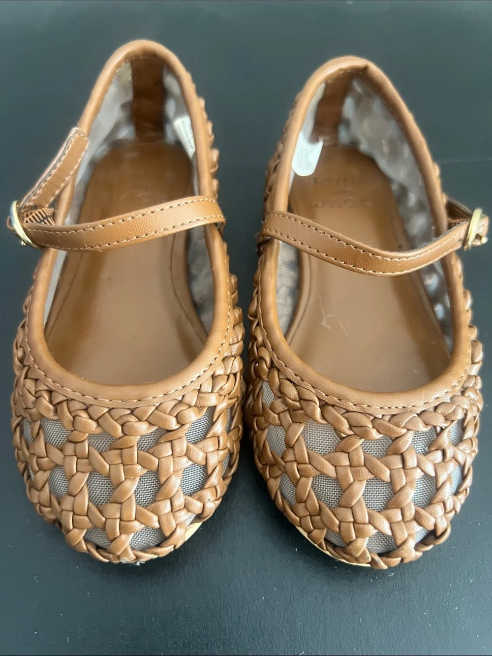 🛕🤎JANIE & JACK BROWN WOVEN BOHEMIAN MARY JANE FLATS🤎🛕